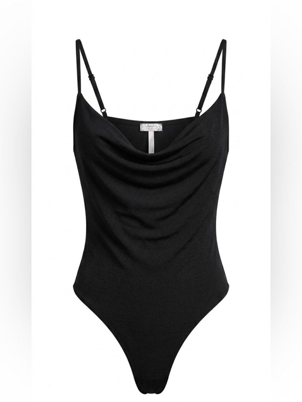 Intimately Free People Black Cowl Neck Thong Bodysuit Size Small Y2K